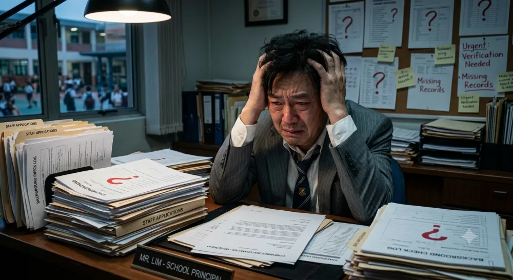 Distressed school principal overwhelmed by unverified staff applications